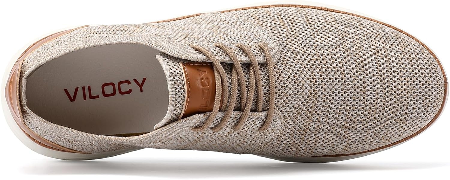 image:imageVILOCY Mens Fashion Dress Sneakers Casual Walking Shoes Business Oxfords Comfortable Breathable Lightweight TennisBeige Tan