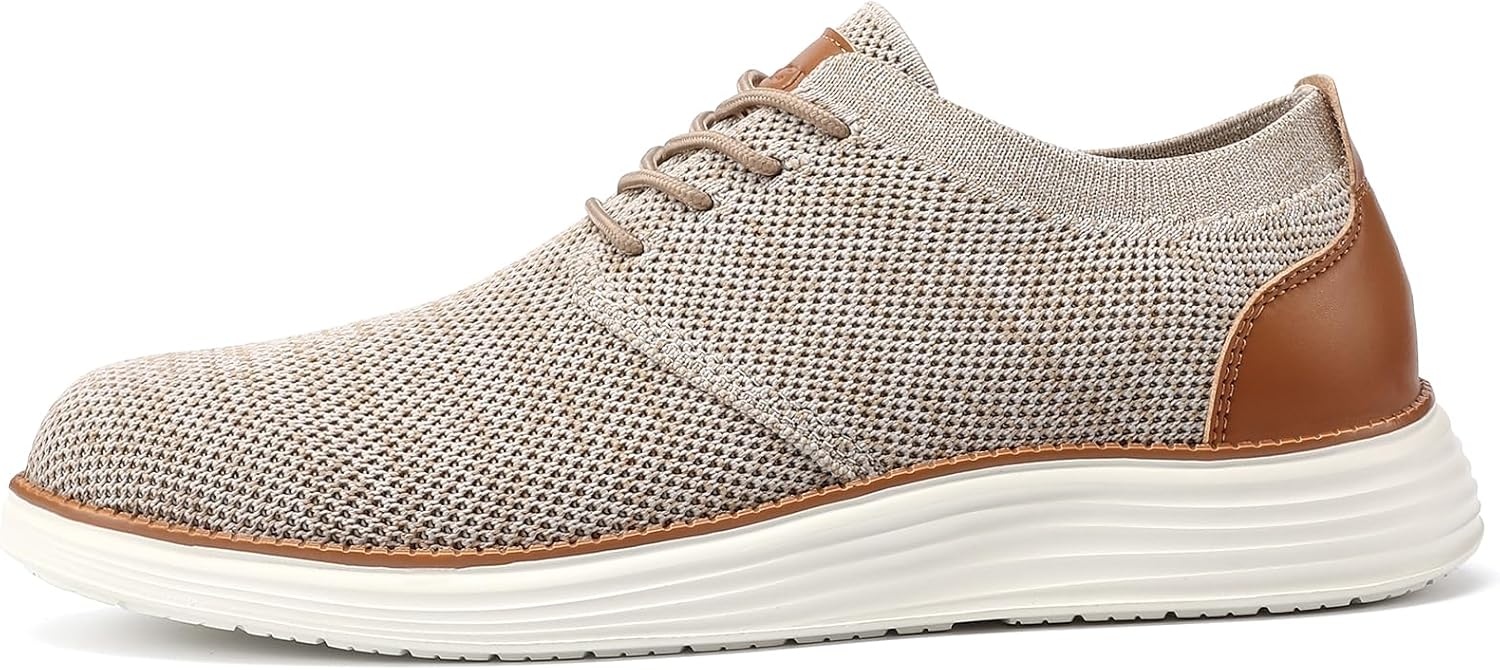 image:imageVILOCY Mens Fashion Dress Sneakers Casual Walking Shoes Business Oxfords Comfortable Breathable Lightweight TennisBeige Tan