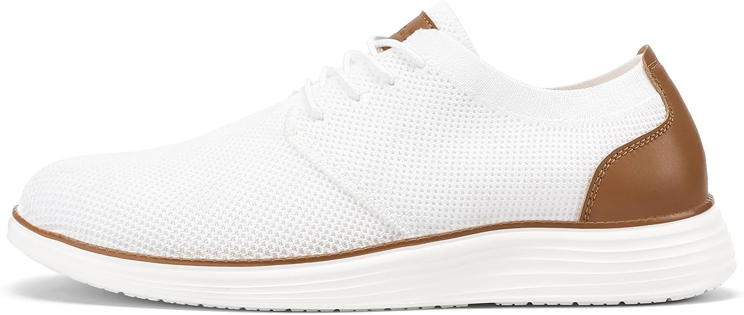 image:imageVILOCY Mens Fashion Dress Sneakers Casual Walking Shoes Business Oxfords Comfortable Breathable Lightweight TennisWhite