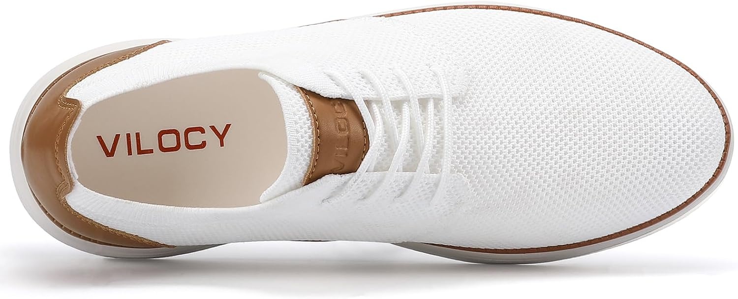 image:imageVILOCY Mens Fashion Dress Sneakers Casual Walking Shoes Business Oxfords Comfortable Breathable Lightweight TennisWhite
