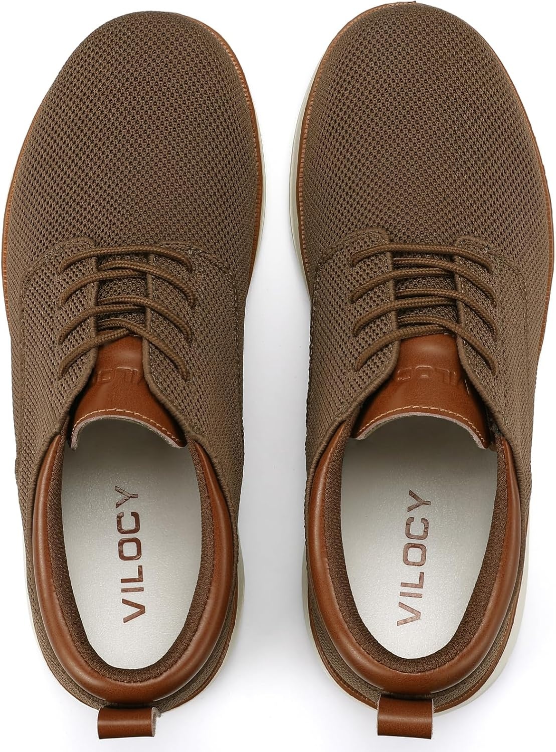 image:imageVILOCY Mens Wide Casual Dress Oxfords Business Shoes Fashion Sneakers Mesh Breathable Comfortable Walking ShoesBrown