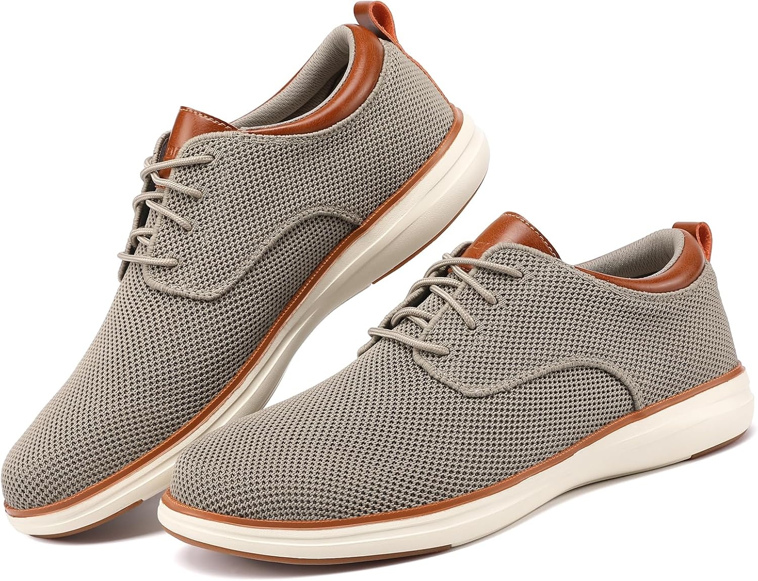image:imageVILOCY Mens Wide Casual Dress Oxfords Business Shoes Fashion Sneakers Mesh Breathable Comfortable Walking ShoesKhaki