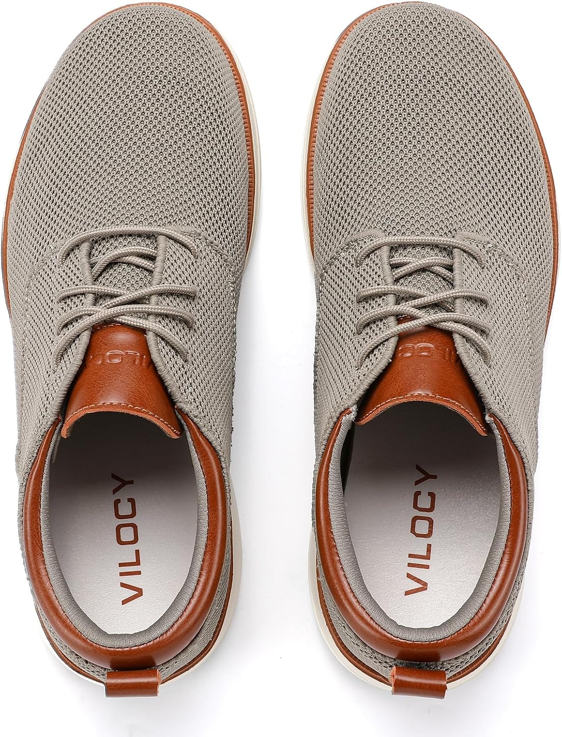 image:imageVILOCY Mens Wide Casual Dress Oxfords Business Shoes Fashion Sneakers Mesh Breathable Comfortable Walking ShoesKhaki