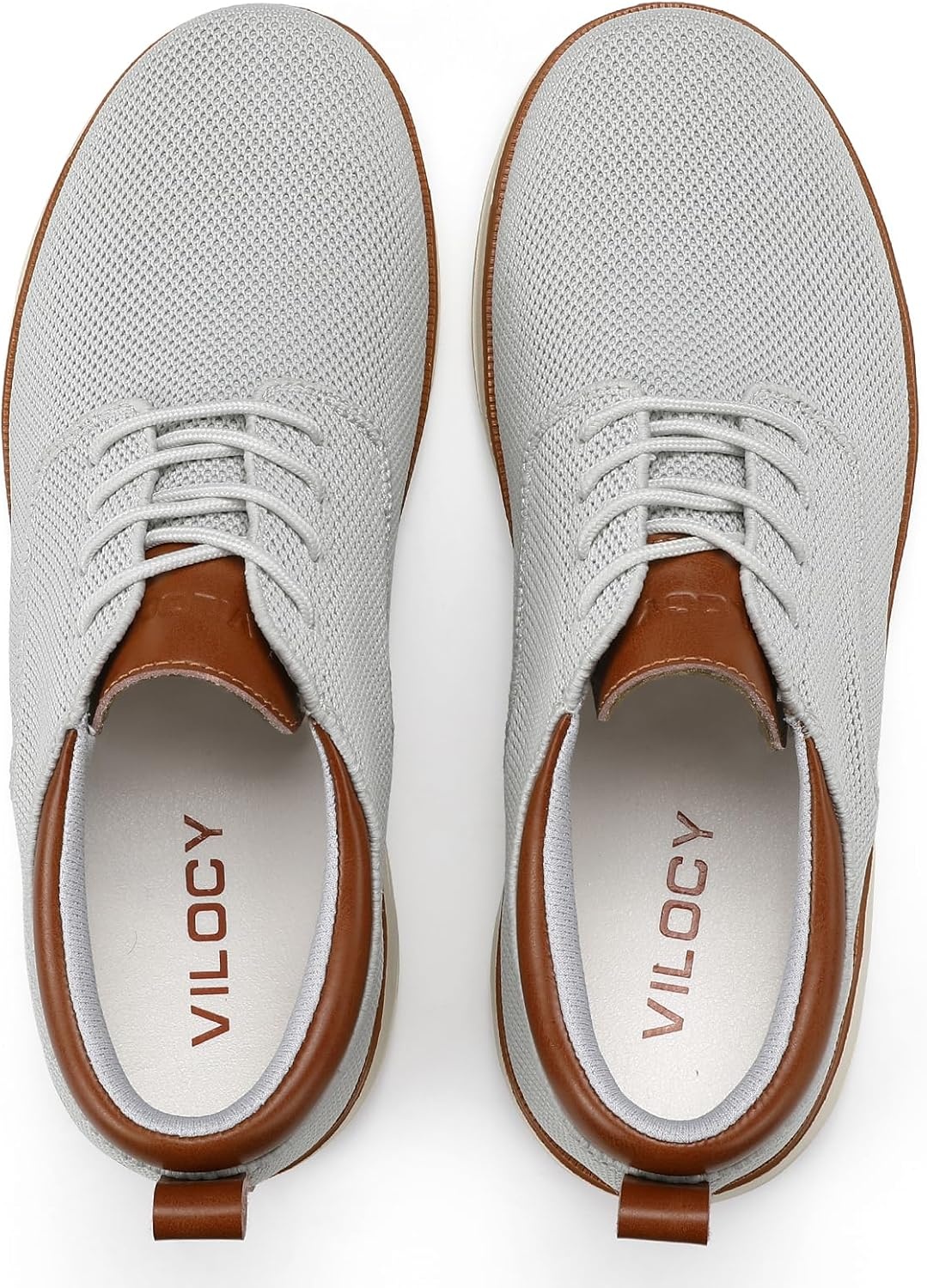 image:imageVILOCY Mens Wide Casual Dress Oxfords Business Shoes Fashion Sneakers Mesh Breathable Comfortable Walking ShoesLight Grey