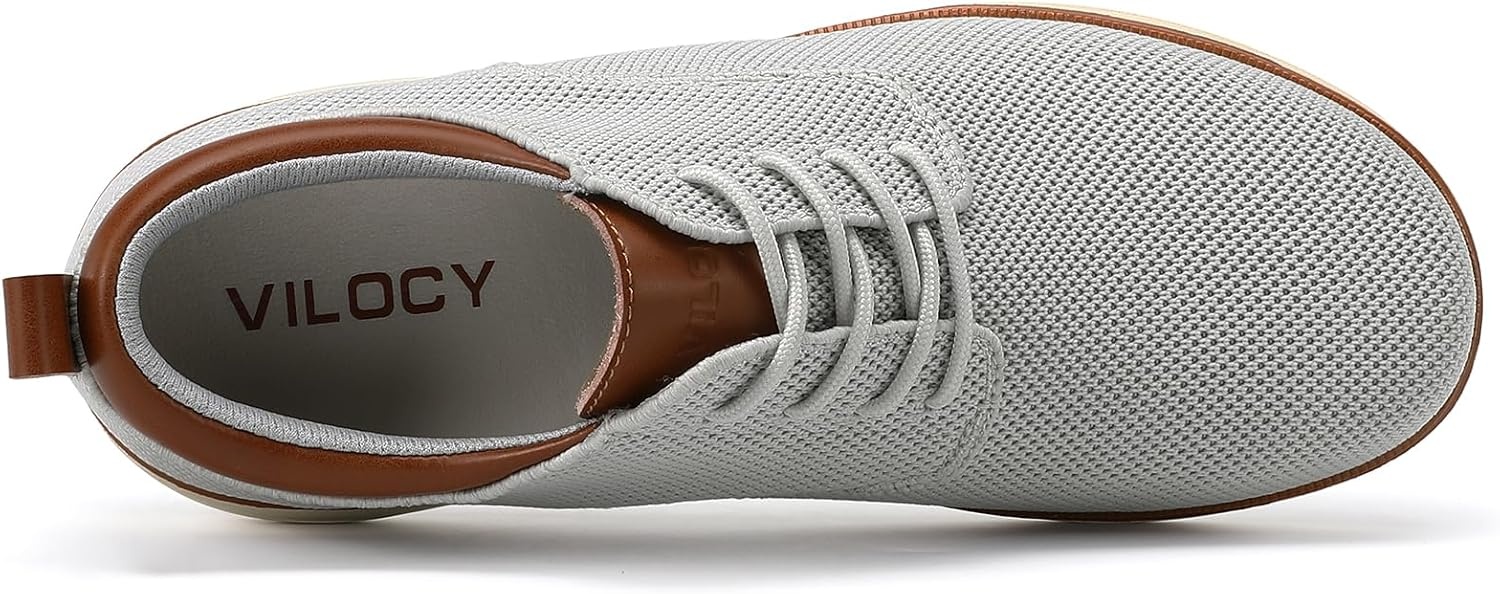 image:imageVILOCY Mens Wide Casual Dress Oxfords Business Shoes Fashion Sneakers Mesh Breathable Comfortable Walking ShoesLight Grey