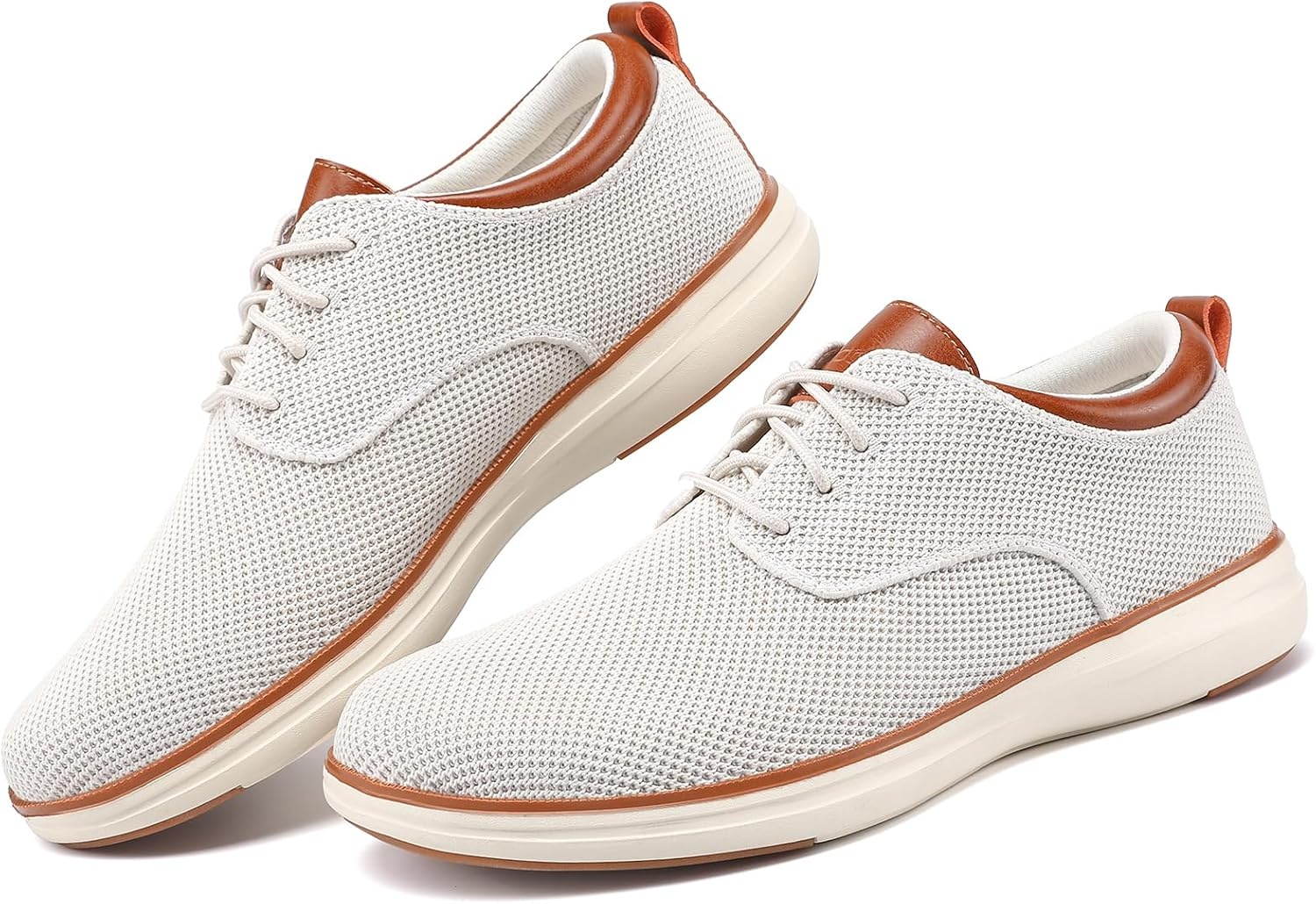 image:imageVILOCY Mens Wide Casual Dress Oxfords Business Shoes Fashion Sneakers Mesh Breathable Comfortable Walking ShoesOffwhite