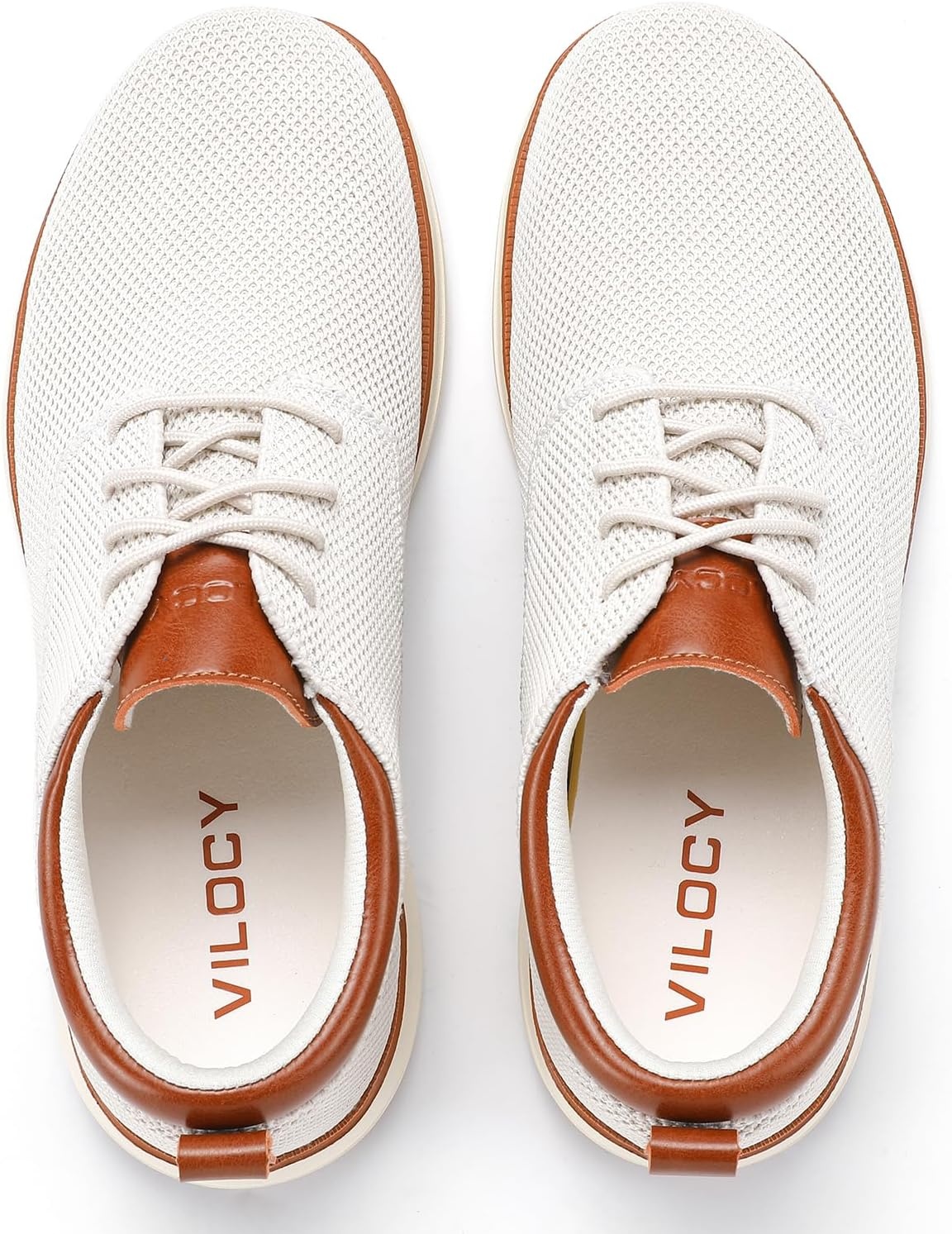 image:imageVILOCY Mens Wide Casual Dress Oxfords Business Shoes Fashion Sneakers Mesh Breathable Comfortable Walking ShoesOffwhite