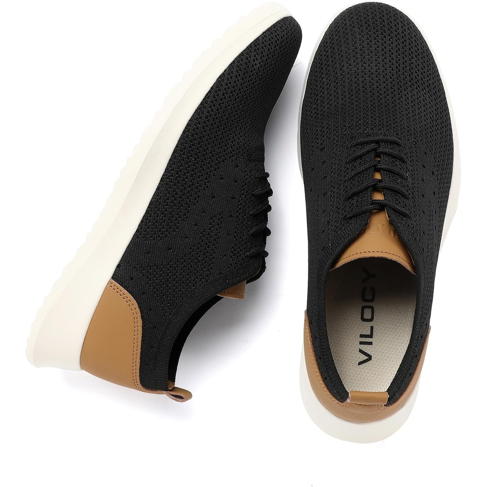 image:imageVILOCY Mens Fashion Dress Sneakers Casual Walking Shoes Business Oxfords Comfortable Breathable Lightweight Tennis02black