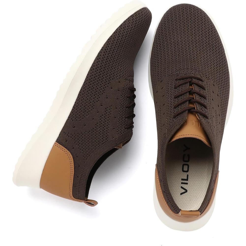 image:imageVILOCY Mens Fashion Dress Sneakers Casual Walking Shoes Business Oxfords Comfortable Breathable Lightweight Tennis02brown