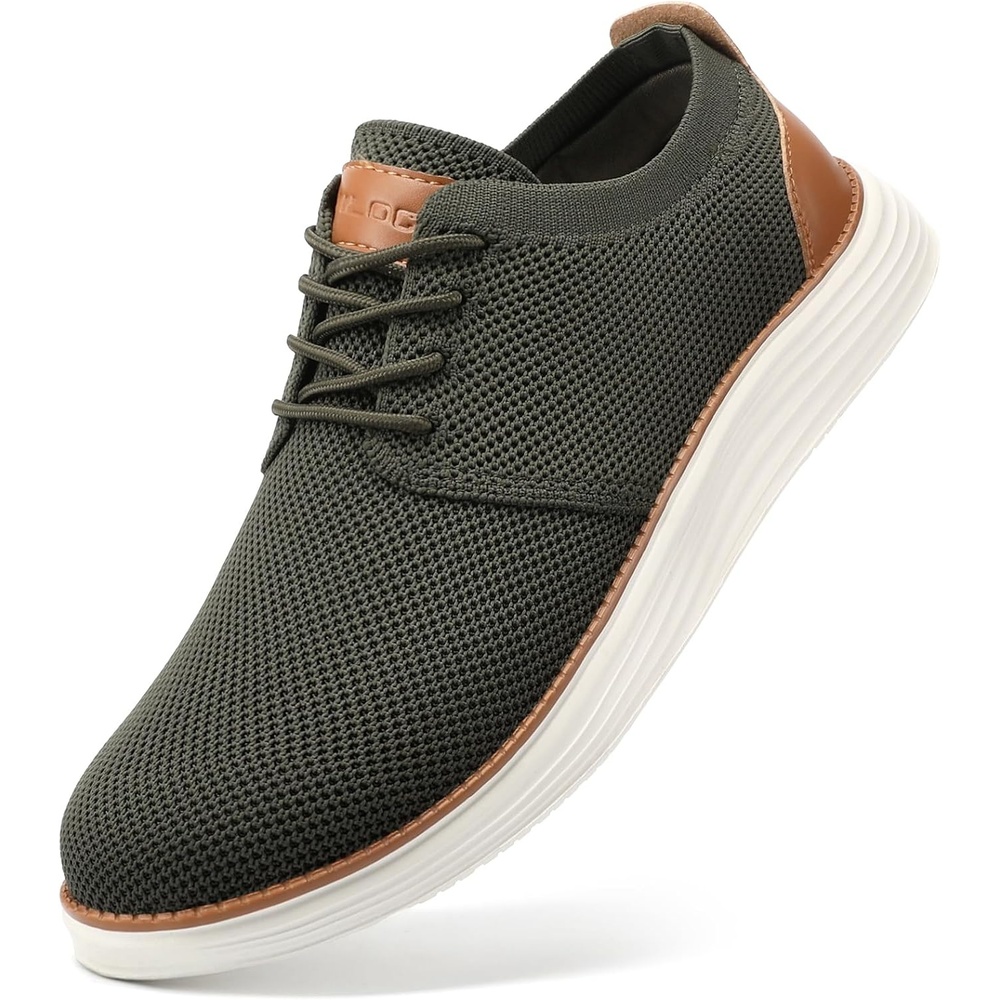 image:imageVILOCY Mens Fashion Dress Sneakers Casual Walking Shoes Business Oxfords Comfortable Breathable Lightweight TennisArmy Green