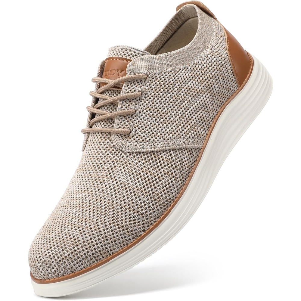 image:imageVILOCY Mens Fashion Dress Sneakers Casual Walking Shoes Business Oxfords Comfortable Breathable Lightweight TennisBeige Tan