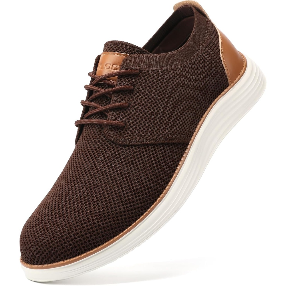 image:imageVILOCY Mens Fashion Dress Sneakers Casual Walking Shoes Business Oxfords Comfortable Breathable Lightweight TennisBrown