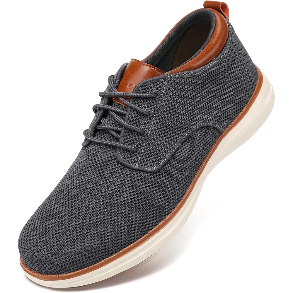image:imageVILOCY Mens Wide Casual Dress Oxfords Business Shoes Fashion Sneakers Mesh Breathable Comfortable Walking ShoesGrey