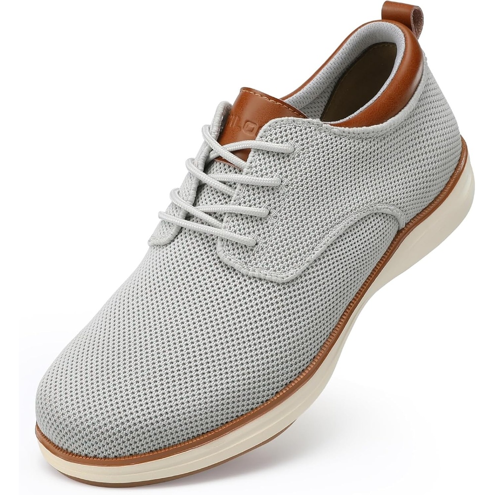 image:imageVILOCY Mens Wide Casual Dress Oxfords Business Shoes Fashion Sneakers Mesh Breathable Comfortable Walking ShoesLight Grey