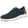 VILOCY Men’s Casual Dress Sneakers Tennis Walking Shoes | Lace-Up Breathable Lightweight Comfortable Office Knit Mesh Oxfords Work&Weekend Shoes(Green)
