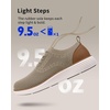 VILOCY Men’s Casual Dress Sneakers Tennis Walking Shoes | Lace-Up Breathable Lightweight Comfortable Office Knit Mesh Oxfords Work&Weekend Shoes(Khaki)