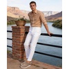VILOCY Men’s Casual Dress Sneakers Tennis Walking Shoes | Lace-Up Breathable Lightweight Comfortable Office Knit Mesh Oxfords Work&Weekend Shoes(Khaki)