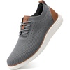 VILOCY Men’s Casual Dress Sneakers Tennis Walking Shoes | Lace-Up Breathable Lightweight Comfortable Office Knit Mesh Oxfords Work&Weekend Shoes(Grey)