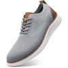 VILOCY Men’s Casual Dress Sneakers Tennis Walking Shoes | Lace-Up Breathable Lightweight Comfortable Office Knit Mesh Oxfords Work&Weekend Shoes(Light Grey)
