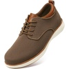 VILOCY Men’s Wide Casual Dress Oxfords Business Shoes Fashion Sneakers Mesh Breathable Comfortable Walking Shoes(Brown)
