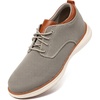 VILOCY Men’s Wide Casual Dress Oxfords Business Shoes Fashion Sneakers Mesh Breathable Comfortable Walking Shoes(Khaki)