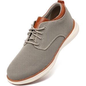 VILOCY Men’s Wide Casual Dress Oxfords Business Shoes Fashion Sneakers Mesh Breathable Comfortable Walking Shoes(Khaki)